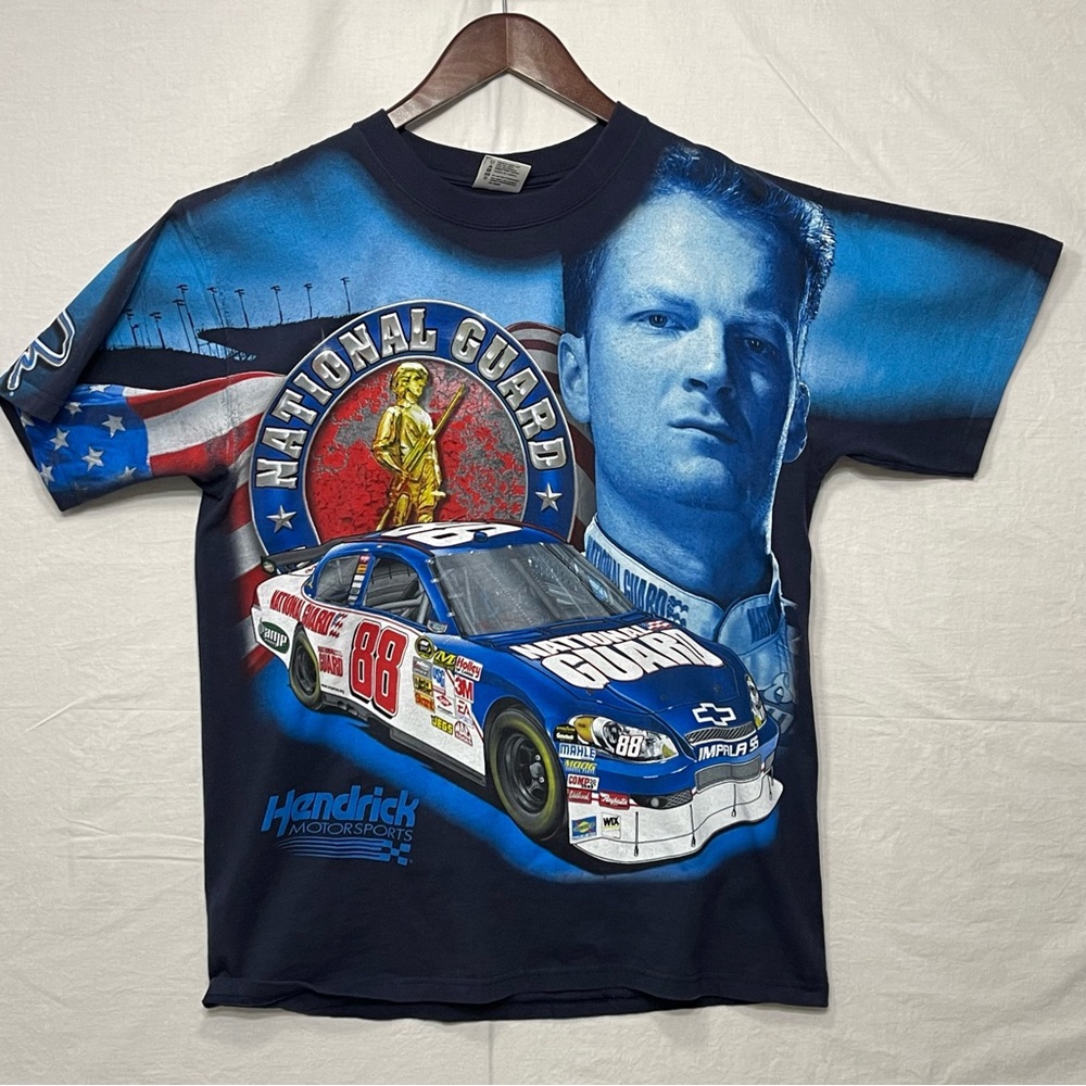VTG Y2K Dale Earnhardt Jr National Guard NASCAR T Shirt‎ Large All Over Print